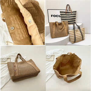 Large Straw Weave Tote Summer Beach Bags for Women 2024 Fashion Bohemian Travel Shoulder Bag a166