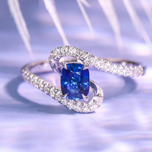 Blue Cubic Zirconia Women Rings Novel Design Wedding Engagement Band Accessories