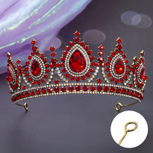 Cargar imagen en el visor de la galería, Baroque Black Crystal Wedding Hair Tiara Rhinestone Bridal Tiaras Crown Hair Accessories e05
