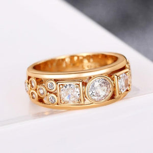Geometric CZ Gold Color Rings for Women Fashion Versatile Wedding Bands t07 - www.eufashionbags.com