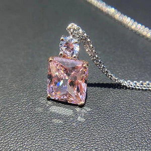 Luxury Pink Cubic Zirconia Pendant Necklace Wedding Party Jewelry t28 - www.eufashionbags.com
