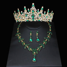 Cargar imagen en el visor de la galería, Pink Crystal Bridal Jewelry Sets Women Princess Tiara/Crown Earring Necklace Set dc09 - www.eufashionbags.com