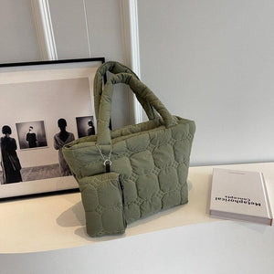 Fashion Padded Shoulder Bag for Women Trendy Winter Handbags Tote Purse l27 - www.eufashionbags.com