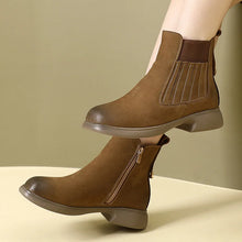 Charger l&#39;image dans la galerie, Women Cow Leather Ankle Boots Platform Round Toe Shoes q125