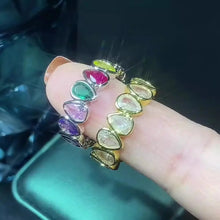 画像をギャラリービューアに読み込む, 925 Sterling Silver Water-drop Rings for Women Rainbow Colorful Cubic Zircon Inlay Fashion Jewelry x61