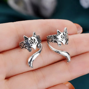New Fox Shape Clip Earrings for Women Antique Silver Color Ear Cuff Earrings t76