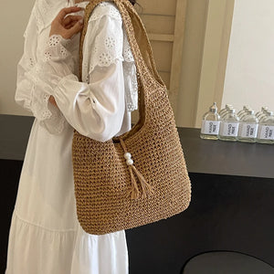 Summer Women Weave Straw Shoulder Bag 2024 Fashion New Travel Big Beach Underarm Bags Lady High-capacity Handbags