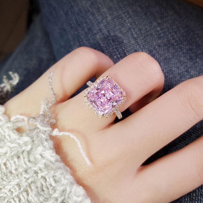 Square Pink Cubic Zirconia Rings for Women hr169 - www.eufashionbags.com