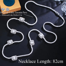 Load image into Gallery viewer, Bling Baguette CZ Cubic Zircon Pave Women Long Sweater Chain Necklace b130