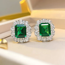 Laden Sie das Bild in den Galerie-Viewer, Sparkling Green Cubic Zirconia Stud Earrings for Women Aesthetic Wedding Accessories