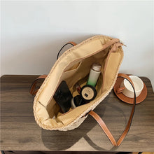 Laden Sie das Bild in den Galerie-Viewer, New Summer Woven Shoulder Bag Women Beach Straw Knitted Handmade Large Handbag Purse a27