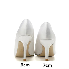 Carica l&#39;immagine nel visualizzatore di Gallery, Pointed High Heel White Wedding Shoes Rhinestone Bridal Shoes Small Size Shoes 33-43 Sizes Dress Party Shoes