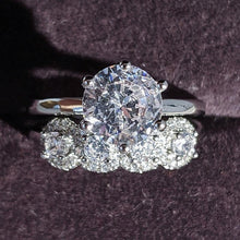 Charger l&#39;image dans la galerie, Luxury Silver Color Zircon Wedding Rings Set for Women mr02 - www.eufashionbags.com