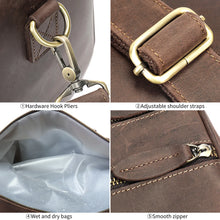 Charger l&#39;image dans la galerie, Men Travel Handbag Cowhide Leather Large Duffel Short Trip Sport Outdoor Weekend Bag Vintage Shoulder Bags Totes