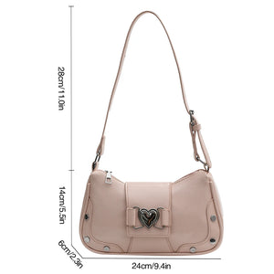 PU Leather Stylish Satchel Bags Waterproof Women Daily Shoulder Bag Adjustable Strap Y2K Solid Color Messenger Bag