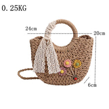 Charger l&#39;image dans la galerie, New Summer Handmade Bags for Women Beach Weaving Straw basket Wrapped Beach Bag a150