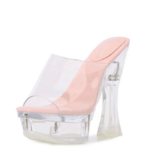 Cargar imagen en el visor de la galería, Fashion Colored Sandals for External Wear Women Slippers Pumps Transparent Platform Crystal Heel Shoes Plus Size 43 High Heels