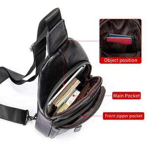 Chest Bag For Men One Shoulder Backpack Husband Man Sling Bags Side Pouch Crossbody Pack Genuine Leather Travel Party Bag