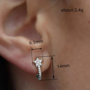 Chic Stars Hoop Earrings Women Dainty Ear Piercing Accessories Daily Wear Fashion Versatile Jewelry