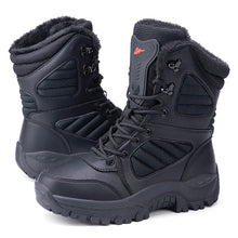 Laden Sie das Bild in den Galerie-Viewer, Men Military Leather Boots Army Platform Shoes Warm Plush Couple Platform Ankle Boots x59