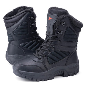 Men Military Leather Boots Army Platform Shoes Warm Plush Couple Platform Ankle Boots x59