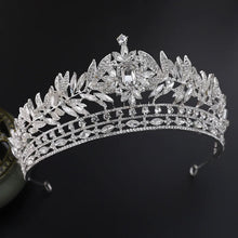 Laden Sie das Bild in den Galerie-Viewer, Luxury Royal Queen Crystal Leaf Wedding Crown for Women Rhinestone Hair Jewelry e60