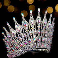 Charger l&#39;image dans la galerie, Luxury Big Wedding Crown Crystal Large Round Queen Wedding Hair Accessories y101