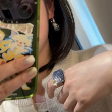 Cargar imagen en el visor de la galería, Silver Color Micro-inlay Full Blue Zircon Rings for Women Square Geometry Ring Jewelry Gift x50
