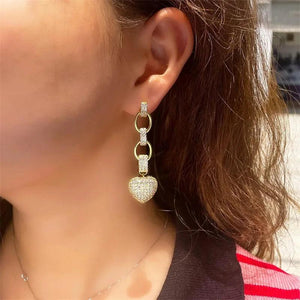 Long Heart Charms Hanging Earrings Romantic Ear Accessories for Women t30 - www.eufashionbags.com