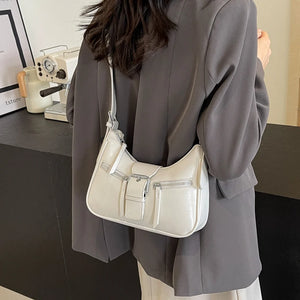 Belt Design Small PU Leather Shoulder Bag for Women 2024 Y2K Fashion Handbags