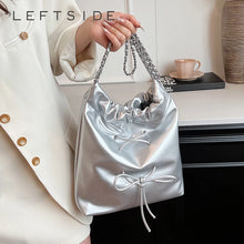 Carica l&#39;immagine nel visualizzatore di Gallery, Pu Leather Silver Shoulder Bags for Women 2024 Fashion Handbags and Purses Chain Crossbody Bucket Bag