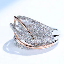 Cargar imagen en el visor de la galería, Two Tone Women Rings Full Paved Sparkling CZ Stone Wedding Bands Jewelry n103