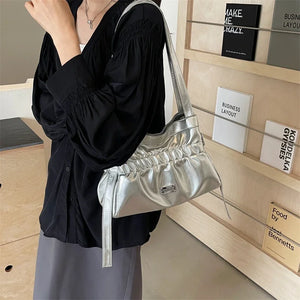Small Shoulder Bags for Women 2024 Designer Fashion Short Handle Handbags and Purses Solid Color Bag