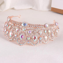 Charger l&#39;image dans la galerie, Rose Gold AB Color Rhinestone Wedding Crown Crystal Hair Accessories bc56 - www.eufashionbags.com