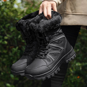 Women Snow Boots Warm Plush Waterproof Platform Shoes Lace Up Winter Footwear k02