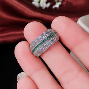 High quality Green Silver Color Eternity Band Ring for Women Party Jewelry Gift mr07 - www.eufashionbags.com