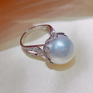 Prong Setting Simulated Pearl Finger Rings for Women Luxury Wedding Jewelry hr50 - www.eufashionbags.com