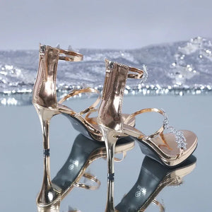 Glitter Shinning Shoes Star and Heart Pattern Shoes New Women Rhinestone Sandals Women's Fashion High Heels
