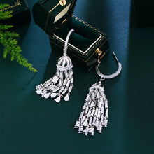 Load image into Gallery viewer, Luxury Cubic Zirconia Long Dangle Bridal Earrings for Women Water Drop Tassel Chandelier Ear Jewelry z02