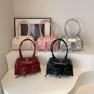 Bow Tie Design Bags for Women 2024 Y2K Fashion Pu Leather Shoulder Bag w89