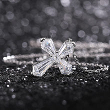 Carica l&#39;immagine nel visualizzatore di Gallery, Cross Pendant Necklace with Crystal Cubic Zircon Trendy Wedding Accessories Silver Color Jewelry