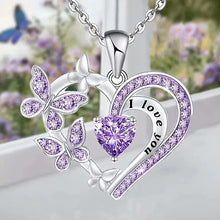 Carica l&#39;immagine nel visualizzatore di Gallery, Purple/White Butterfly Love Pendant Necklace for Women Aesthetic Female Neck Accessories Wedding Jewelry