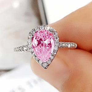 Silver Color Pear CZ Women Rings Sparkling Wedding Proposal Rings for Lover t70