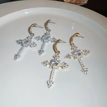 Laden Sie das Bild in den Galerie-Viewer, Fashion Cross Charm Hanging Earrings for Women Full Cubic Zirconia Jewelry