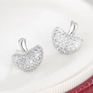 White Gold Heart Stud Earrings Fashion Copper Zirconia Earings