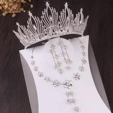画像をギャラリービューアに読み込む, Silver Color Crystal Bridal Jewelry Sets Tiaras Crown Earrings Choker Necklace Set bj43 - www.eufashionbags.com