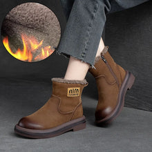 Cargar imagen en el visor de la galería, Natural Genuine Leather Ankle Boots Women Soft Soled Flats q151
