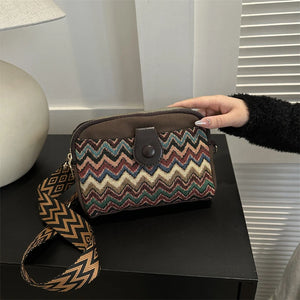 Women's Ethnic Canvas Crossbody Bag Luxury Designer Large Capacity Handbags Purse Casual Shoulder Shell Bags