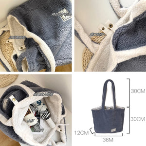Cashmere Fleece Handbag Women's Plush Shoulder Bags Two Side Available Designer Tote Bags Girls Ladies Shopper Bag Bookbag Purse