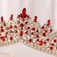 Cargar imagen en el visor de la galería, Baroque Vintage Gold Color Pink Crystal Beads Bridal Tiaras Crowns Headwear e10